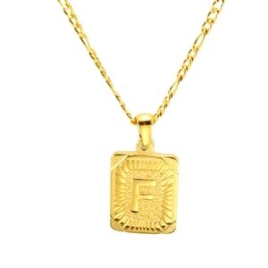 Vintage Initial Letter Charm, F, 18K Gold-Plated Pendant Necklace